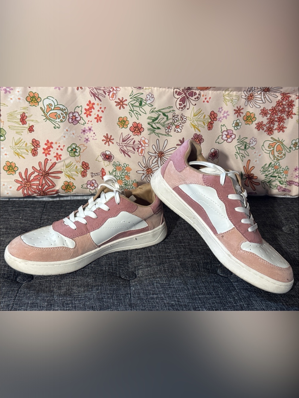 Casual Women's Pink Suede & White Leather Sneakers